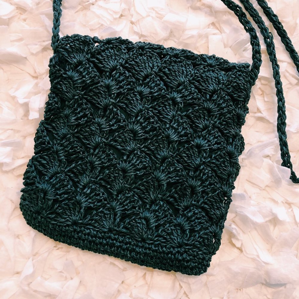 Vintage Black Woven Mini Crossbody Zipper Purse - Picture 6 of 7